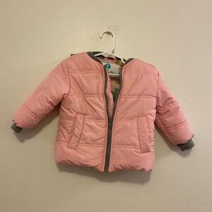 Buckle Me Basics Pink Floral puffer coat